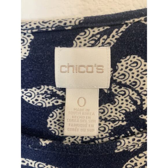 Chicos, Blue 3/4 Sleeve Knit Blouse, Size 0 - Picture 3 of 5